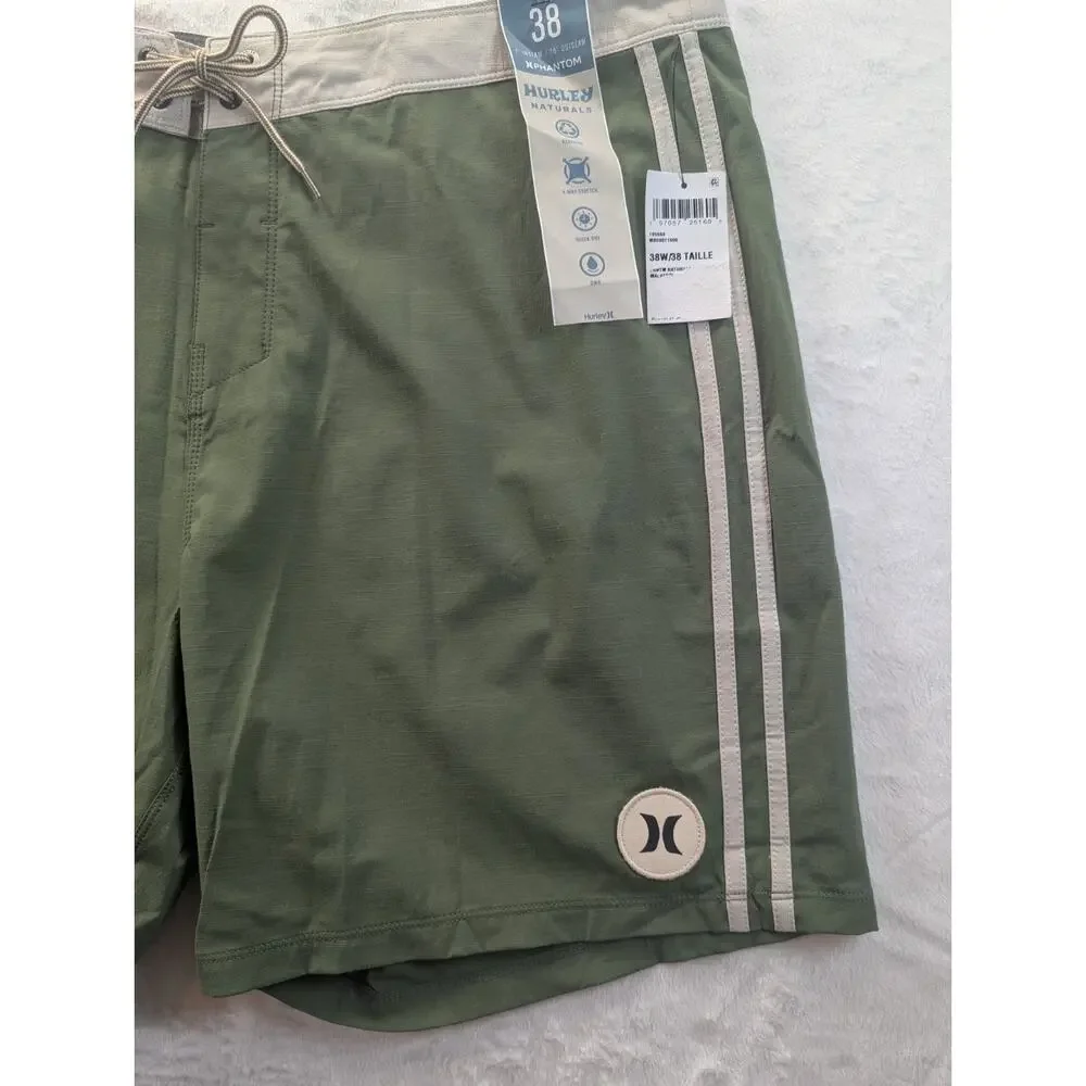 Hurley Phantom Naturals Men's Size 38 Green 18” Boardshorts Swim Trunks NWT